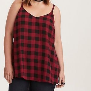 Plaid Georgette Side Slit Cami